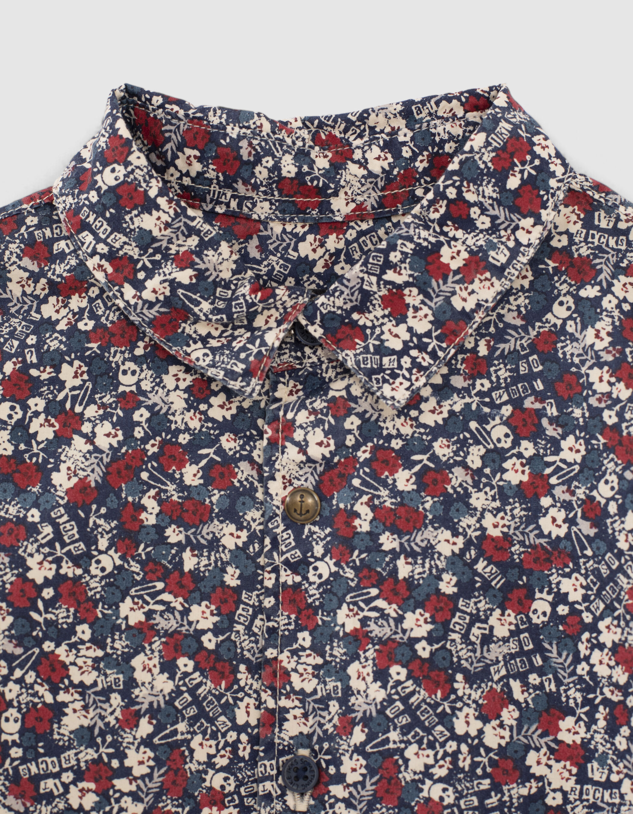 Boys navy rock flower print shirt IKKS