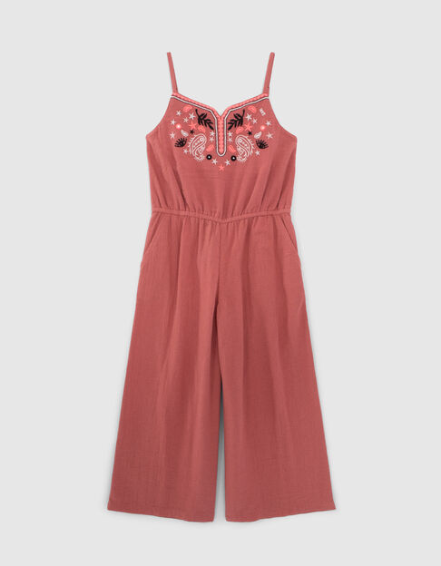 Girls’ terracotta embroidered jumpsuit - IKKS
