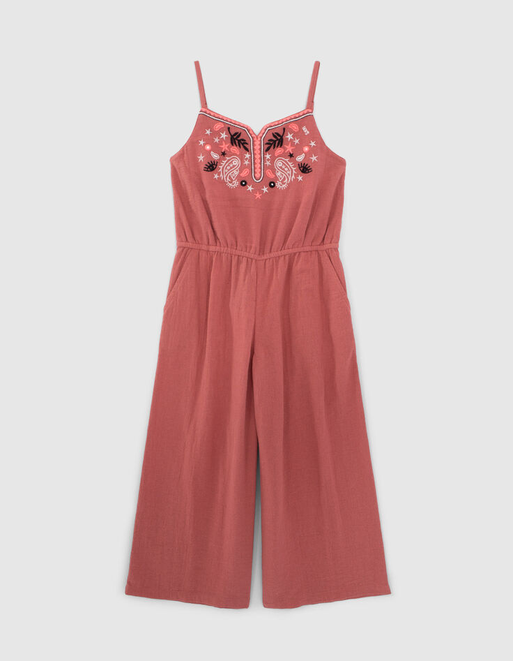 Terracotta jumpsuit geborduurd meisjes-1
