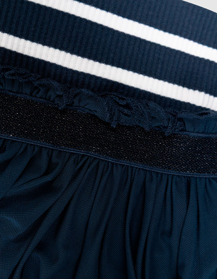 Tweelaags ecru gestreept marineblauw jurkje voor meisjes-7