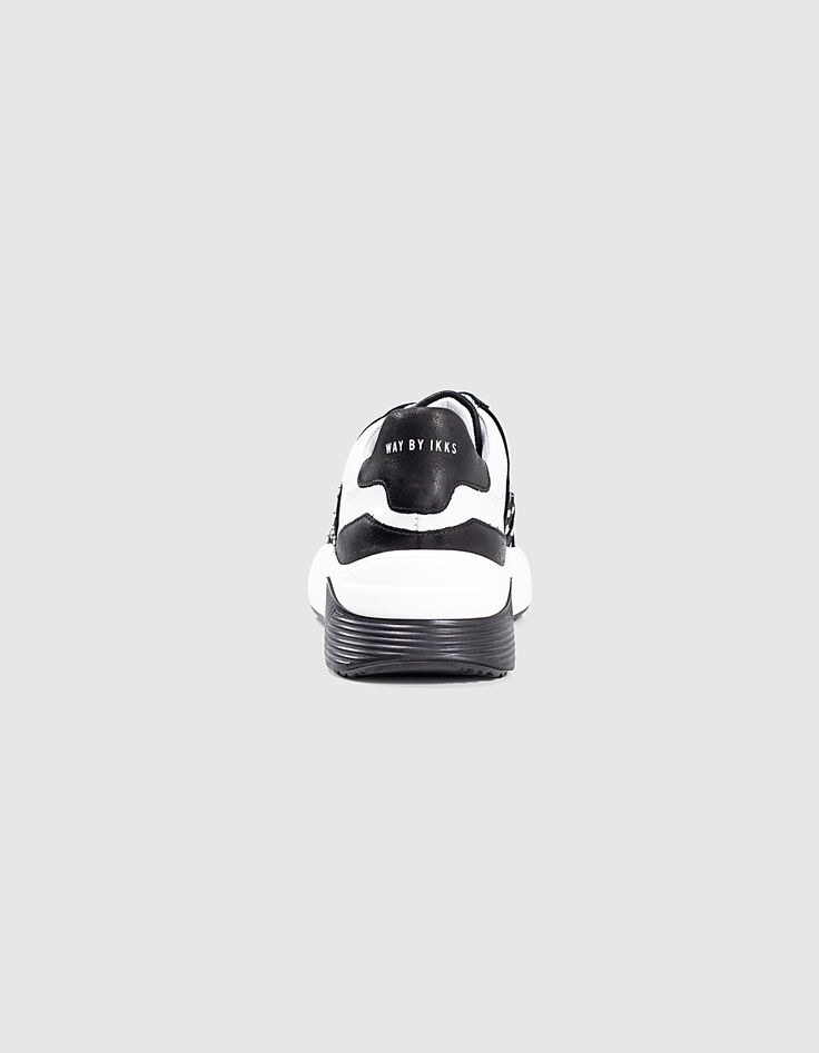 Girls’ black and white studded trainers with perforations-4