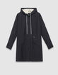 Parka noire fourr&eacute;e &agrave; capuche Femme-5