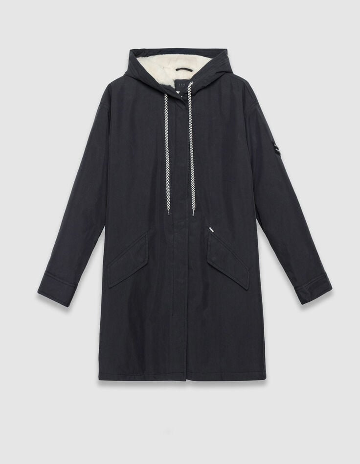 Parka noire fourr&eacute;e &agrave; capuche Femme-5