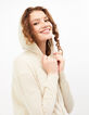 I.Code white zipped glittery knit hooded cardigan-1