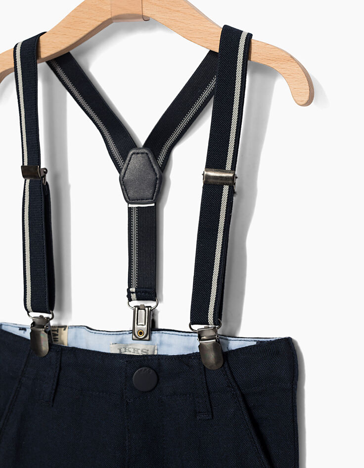 Pantalon de costume navy bretelles bébé garçon-4