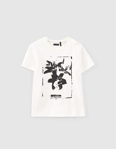 Boys’ off-white trompe-l'œil image organic T-shirt - IKKS