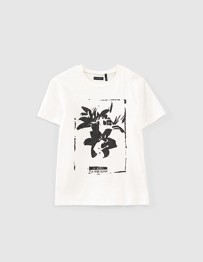 Boys’ off-white trompe-l'œil image organic T-shirt - IKKS