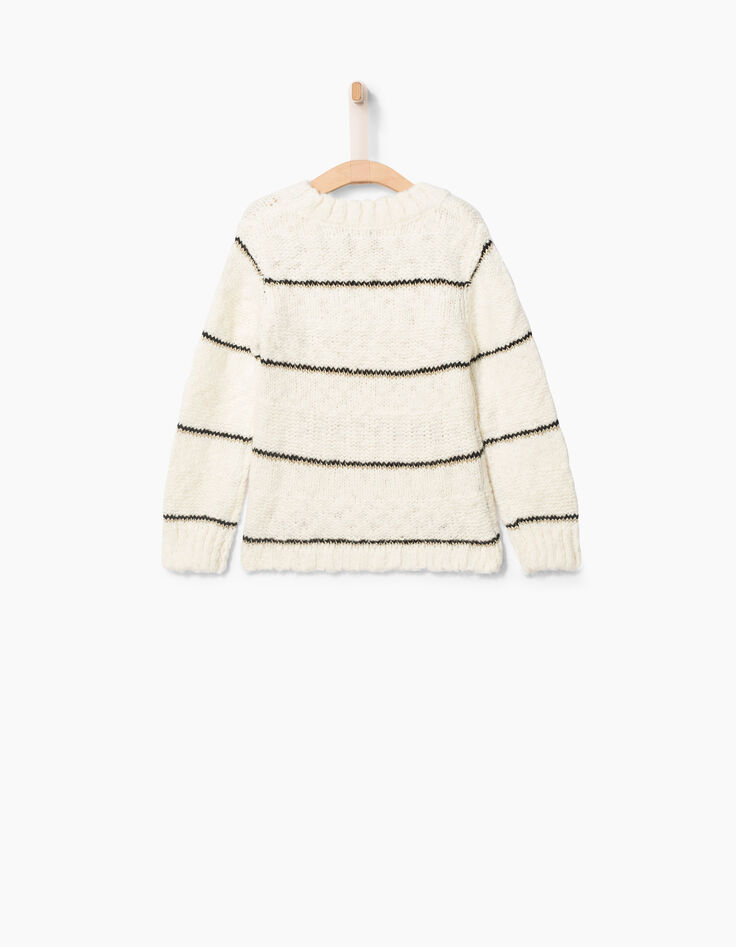 Pull grosses mailles, rayures fille-2