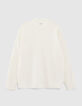Women’s ecru knit sweater with embroidered pearly beads-6