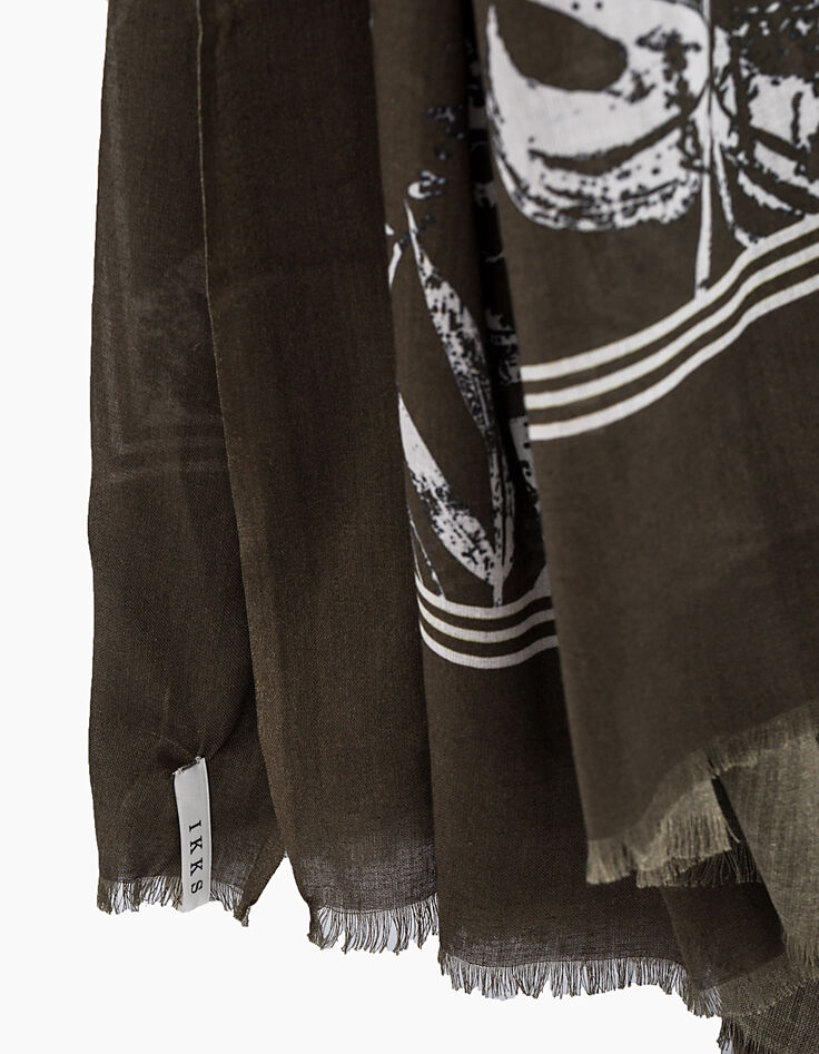 Women’s tropical print on khaki cotton modal scarf-4