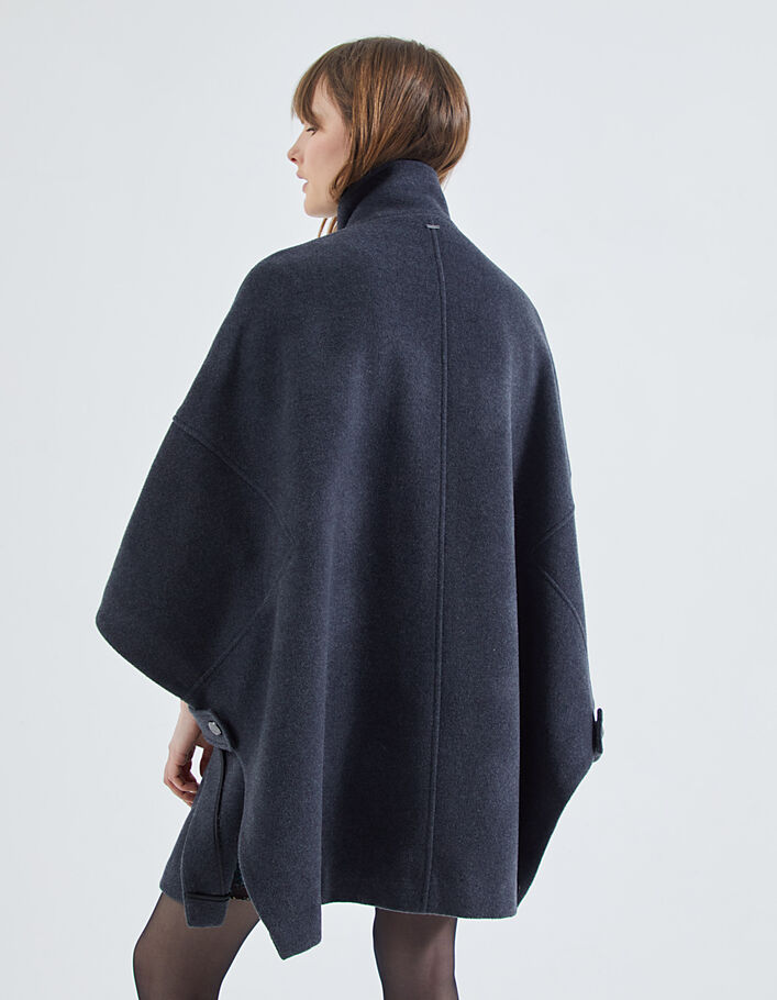 Women’s grey wool-rich cape with officer buttons-3