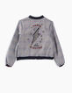 Bomber reversible príncipe de Gales y navy satinada niña-4