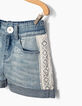 Short en jean blue bleach à dentelle fille-2