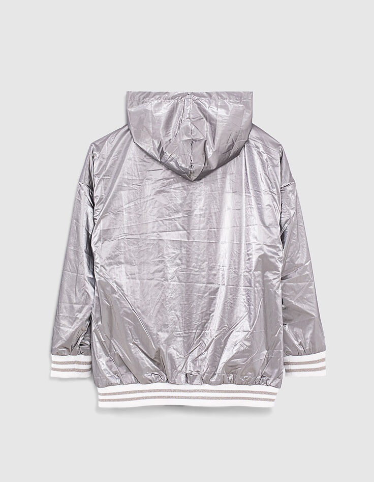 Blouson dark silver nylon à capuche fille -3