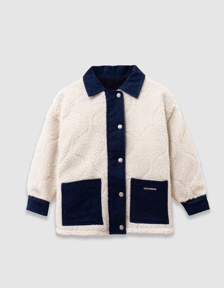Veste réversible en jean brut et sherpa fille-2