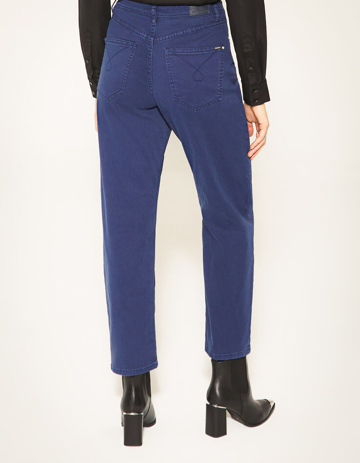 Donkerblauwe slouchy cropped jeans met halfhoge taille dames-3