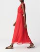 Vestido largo rojo con detalle plisado Talla Mujer-2