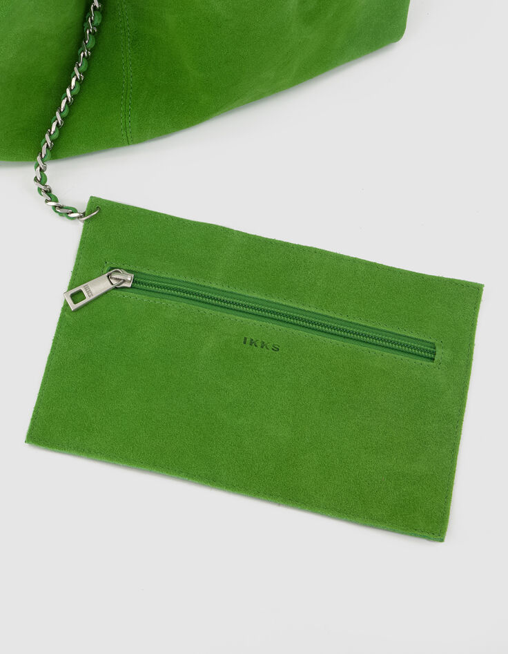 Bolso hobo de ante verde cactus para mujer-5