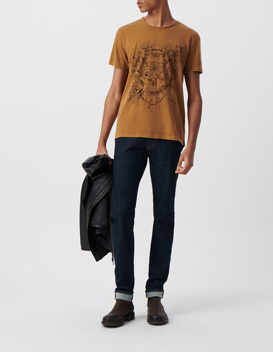 Camiseta azafr&aacute;n algod&oacute;n calavera m&aacute;scara hombre - IKKS