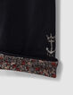 Girls' navy and micro-flower print reversible leggings-5