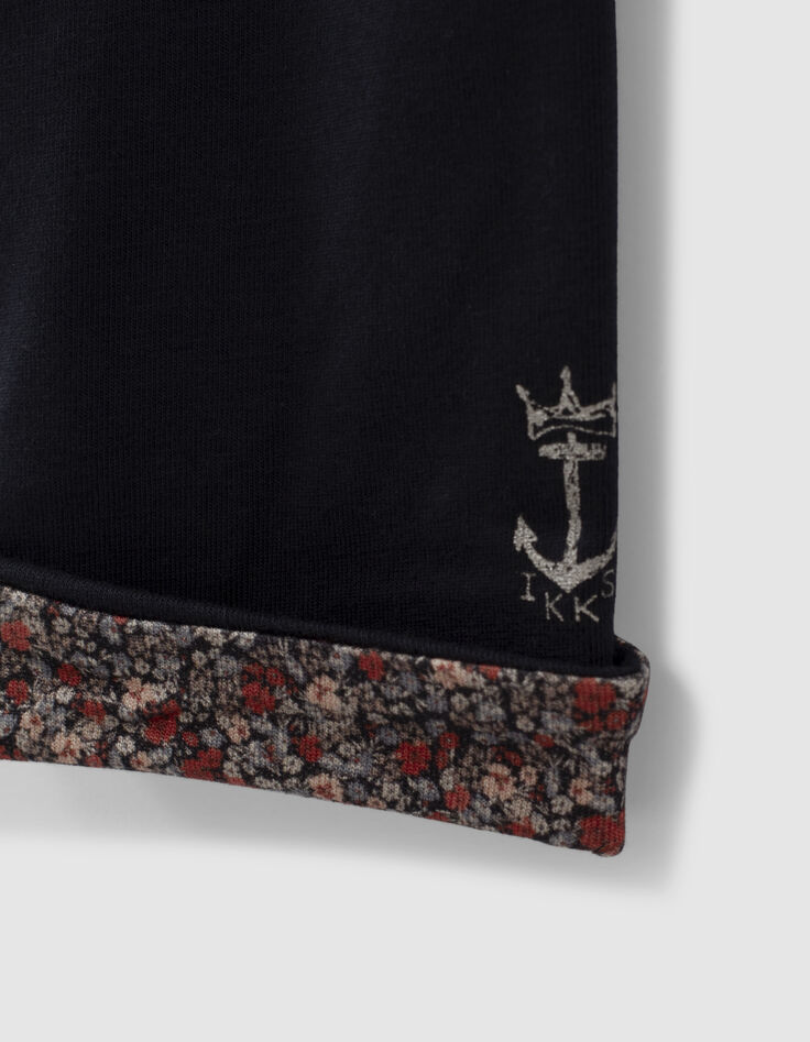 Girls' navy and micro-flower print reversible leggings-5