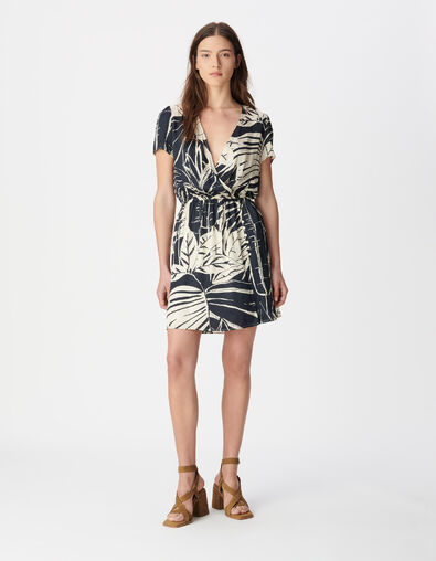 Robe marine imprim&eacute; maxi feuilles Femme - IKKS