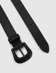 Cinturón cuero negro hebilla doble western mujer-6