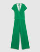 Muntgroene jumpsuit geplooid Dames-6