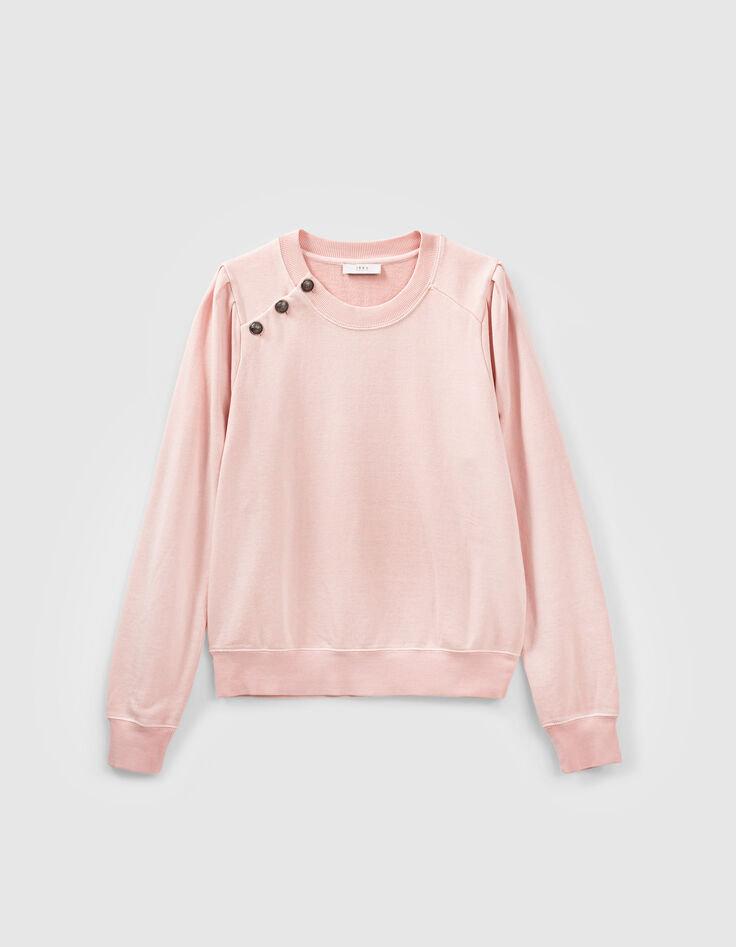 Women’s powder pink sweatshirt with buttoned shoulder-1