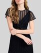 Schwarzes Midi-Damenspitzenkleid-4