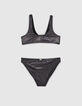 Grauer Mädchenbikini mit Lamé-3