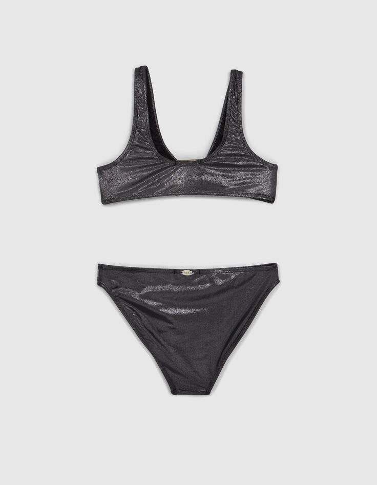 Grauer Mädchenbikini mit Lamé-3