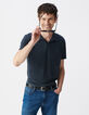 Herrenpoloshirt REGULAR, tintenfarben, Biowolle, geflammt-1