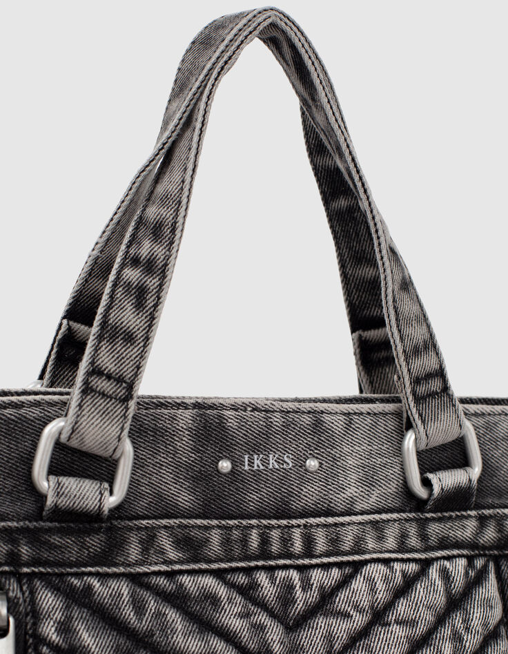 Sac LE 1440 MEDIUM DENIM matelassé chevrons femme-4