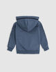 Boy's blue zipped hooded cardigan-3