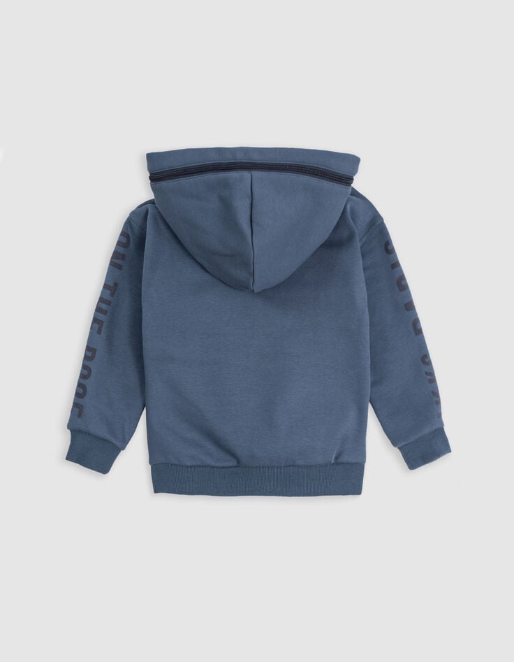 Boy's blue zipped hooded cardigan-3