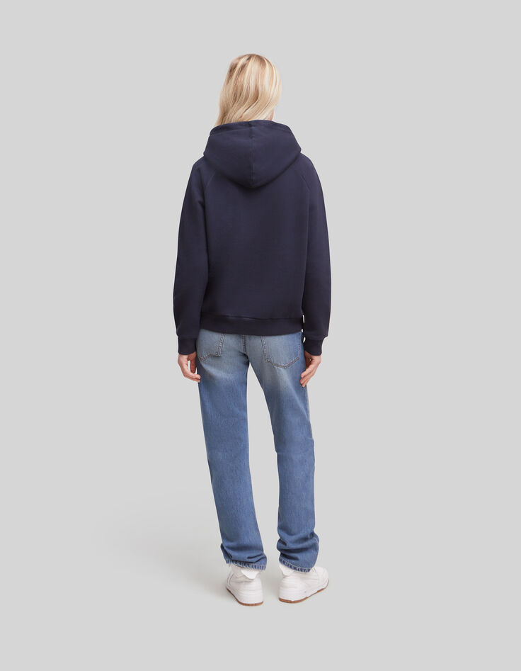 Sweat marine message broderie paillettes Femme-2