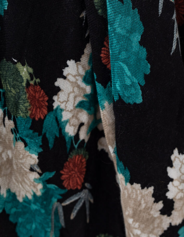 Chèche apport laine imprimé floral bords frangés femme - IKKS