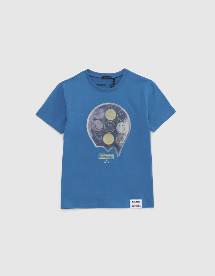 T-shirt bleu avec visuel lenticulaire SMILEYWORLD garçon - IKKS