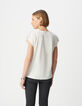 Women's white V-neck tee-shirt with jewel design-3