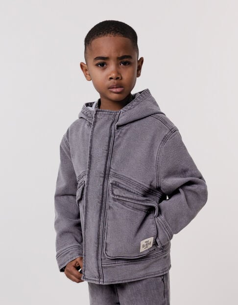 Blouson en jean gris à capuche garçon - IKKS