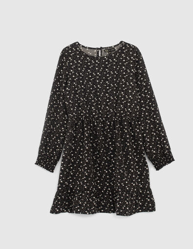 Girls’ black floral print dress - IKKS