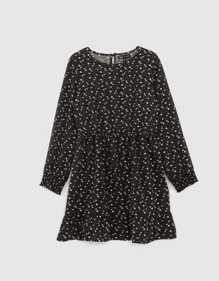 Girls’ black floral print dress