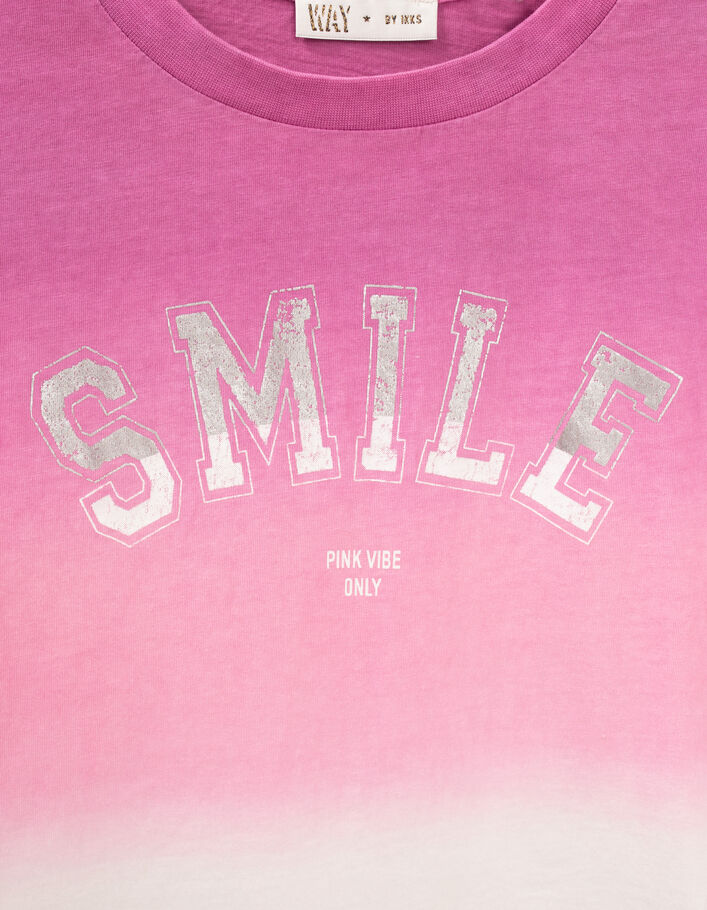 Camiseta rosa deep dye mensaje niña - IKKS
