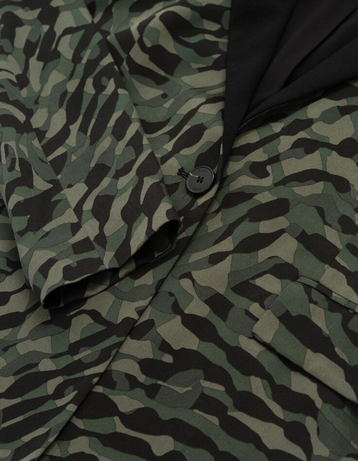 Veste de costume kaki fluide imprimé camouflage Femme-6