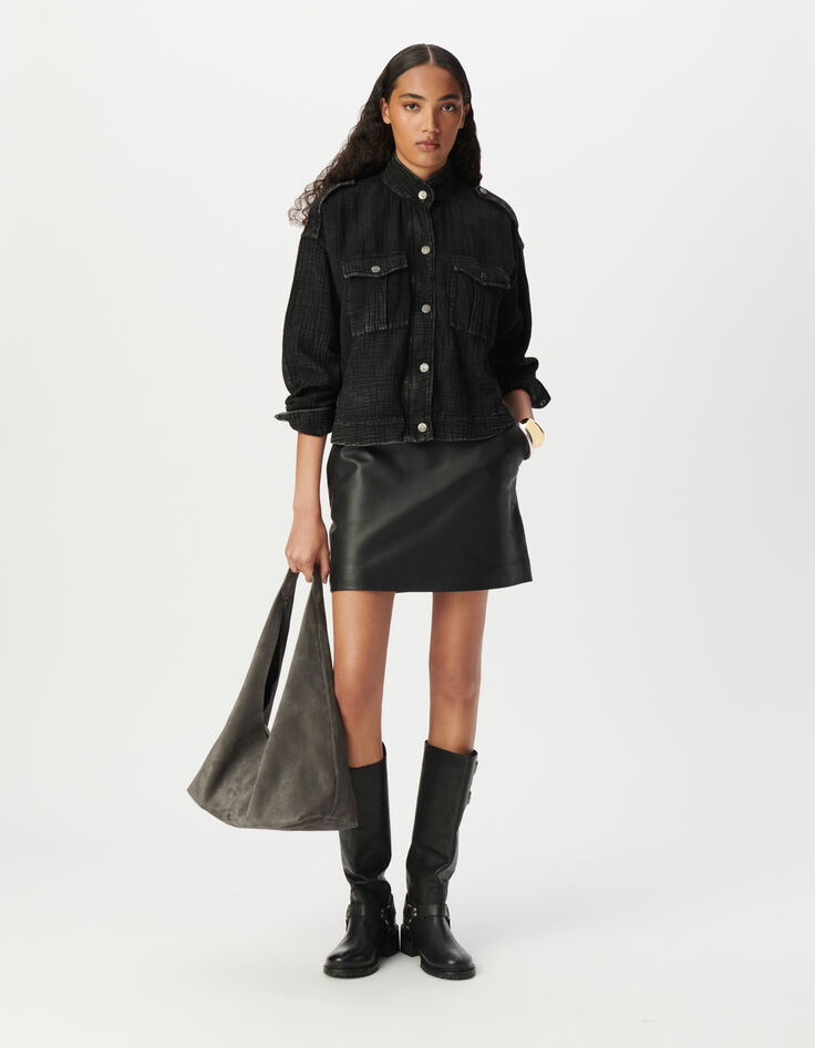Veste oversize grise gaze de coton bio Femme-1