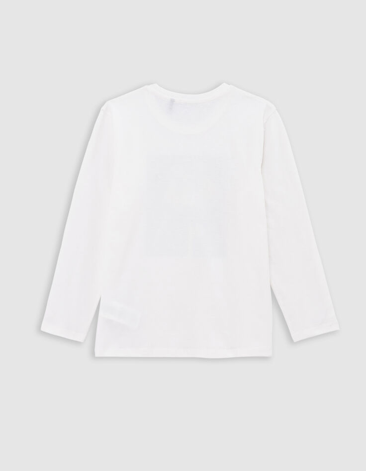 T-shirt blanc coton bio visuel homme-lion garçon-3