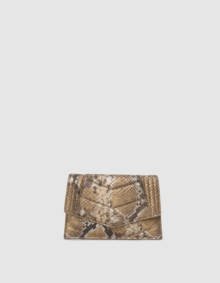 THE 1. SEASONALS Women's gold leather python cardholder-1