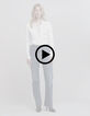 Off-white gekreukt damesoverhemd met metallic bies-7