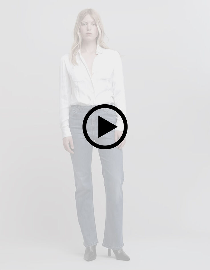 Off-white gekreukt damesoverhemd met metallic bies-7